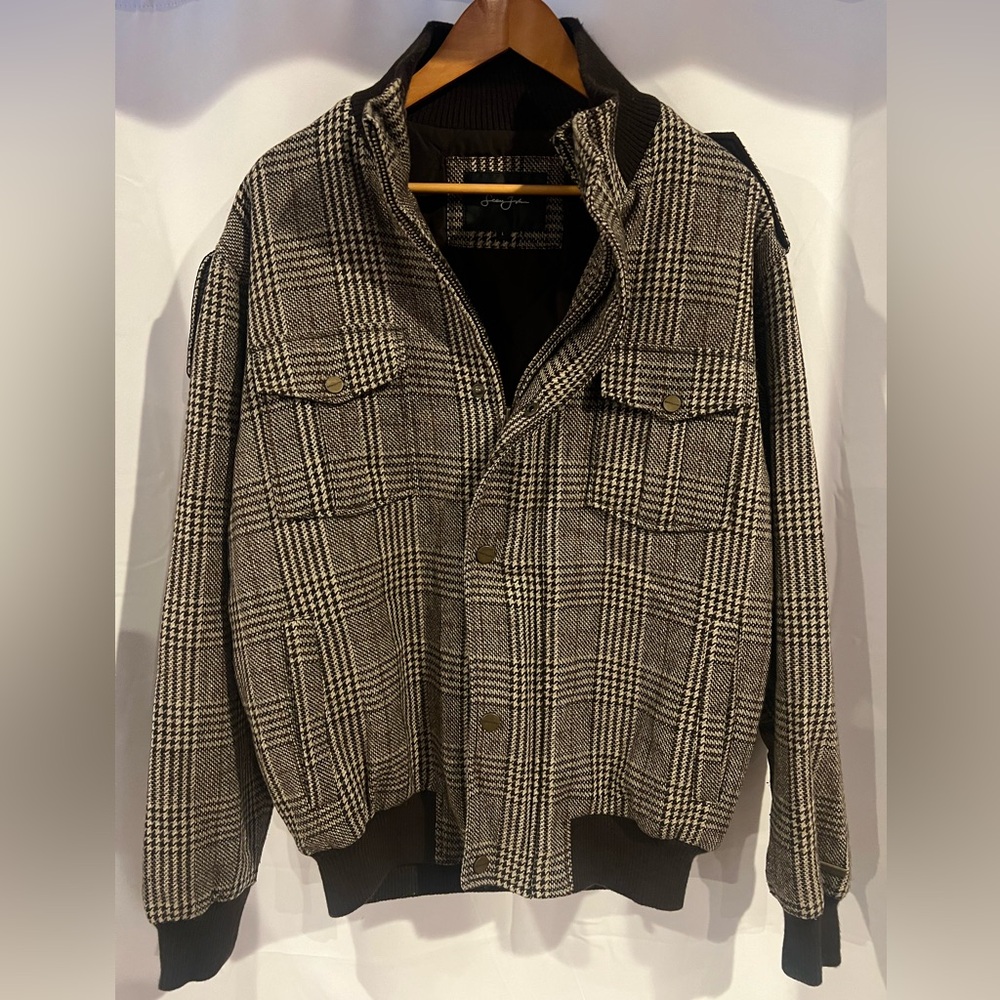 Brown Plaid - Sean Jean - Wool Blend Coat